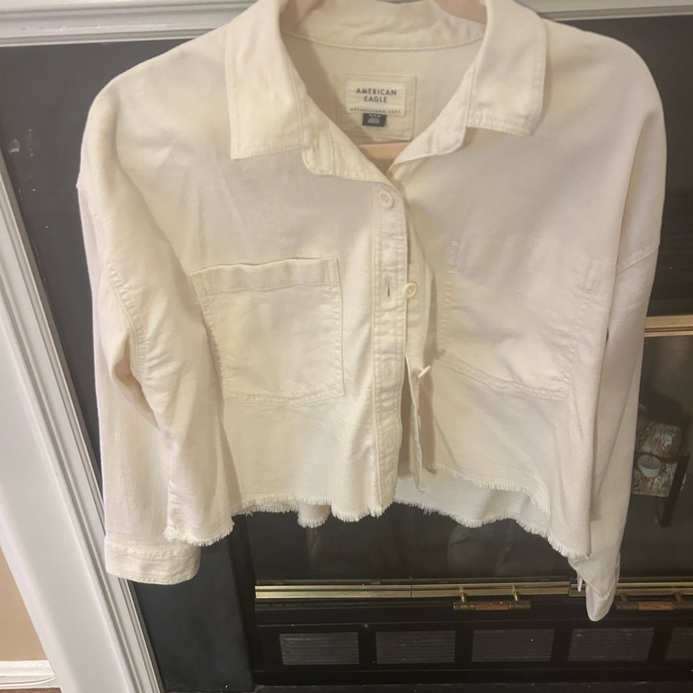 American Eagle Off-White Button-Up Jacket
